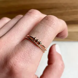 Fidget Anxiety Rings, Gold Stacking Rings