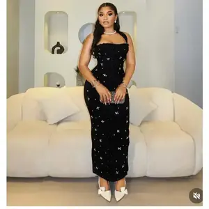 Autumn and winter clothing Elegant African Party Evening Dresses for Women Autumn Sexy African Sleeveless Polyester Maxi Dress Africa Clothing