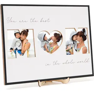 Photo Frame MOM Sign for Table Decoration - Picture Frame from Daughter & Son - Displays 3 Photos, Custom Mother Photo for Home & Office Decor. Mothers Day Gift, Mom Home Decor