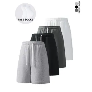 Men's shorts, simple basic style (available in packs of four or single items), includes socks as a free gift.