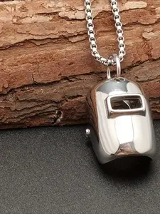 Welder Mask Necklace with Pendant, Unisex Punk Hip Hop Accessory, Stainless Steel Chain, All Seasons Jewelry Gift for Men and Women