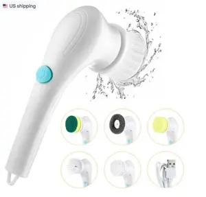 Electric Spin Scrubber with 5 Brush Heads Cordless Cleaning Brush Tub Tile Scrubber for Home Scrubber for Cleaning Kitchen Window Sink Dish Grout Wall Bathtub