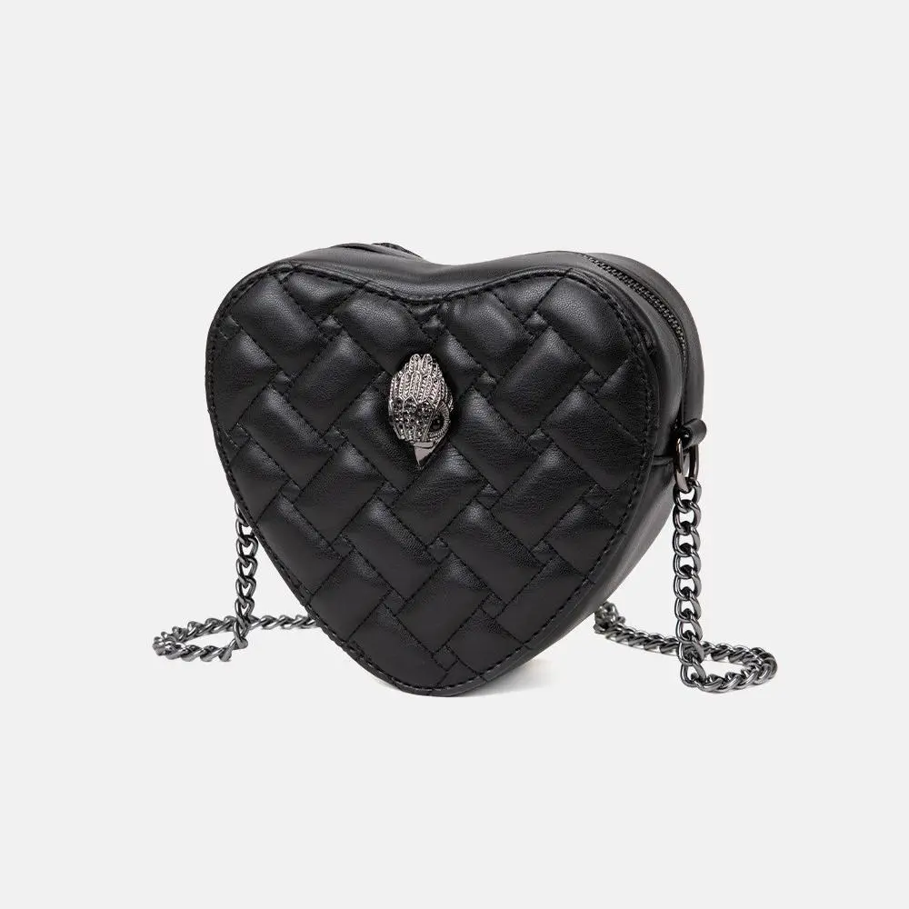 Kurt G Eagle Heart Crossbody Bag,Women's Black Mini Heart Shaped Chain Shoulder Crossbody Bag