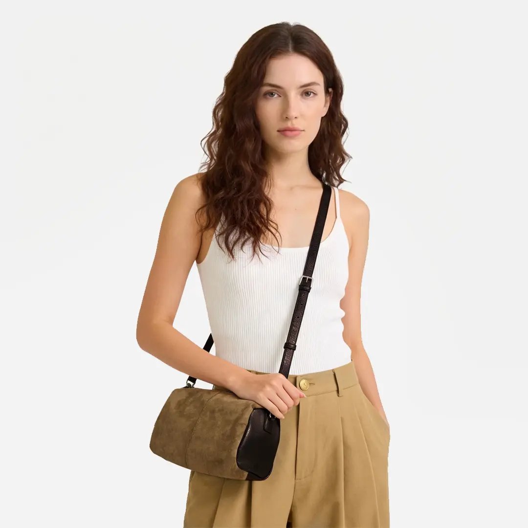 DURV Minimalist Suede & Leather Cross Body Bags for Women, Patchwork Zip Satchel & Casual Shoulder Sling with Adjustable Strap for Daily Use,back to school,back to school haul