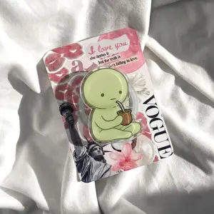 Yerba Mate Phone Grip Cute Green Blob Character Phone Stand Funny Mate Tea Lover Gift Acrylic Phone Holder Cozy Caffeine Drink Accessory Pink Coquette Collage Merch