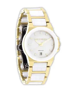 Rockwell Katelynn Gold/White Ceramic Watch 28mm Case Swiss-Made Movement Sapphire Crystal Lens 10 ATM Water Resistant Women's Elegance