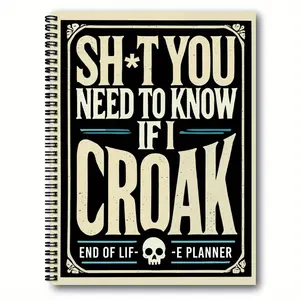 1pc Death Planner & Organizer spiral notebook, optimized for death planner and end of life planning notebook searches, gothic style undated workbook for final wishes, suitable for home organization, personal planning routines, and thoughtful life preparat