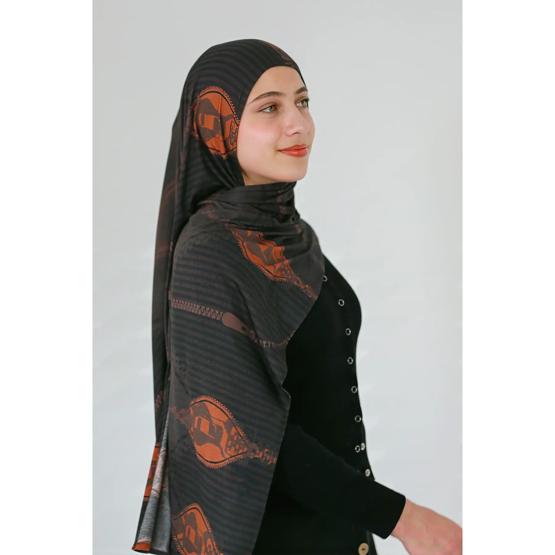 Antique Zipper Jersey Hijab Print