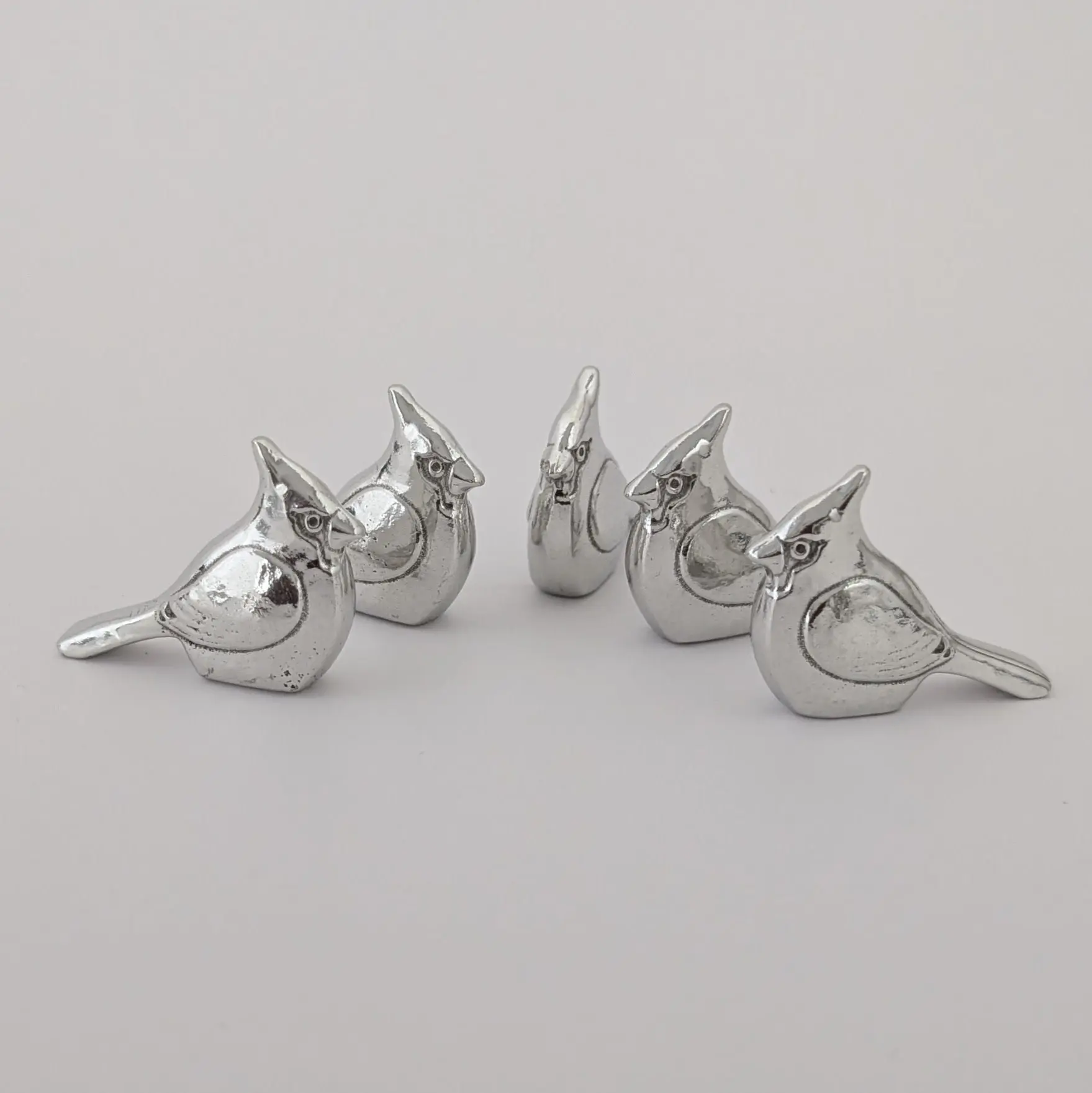 Set of 5 Pewter Cardinal Keepsakes — Standing Pocket Tokens of Comfort and Remembrance