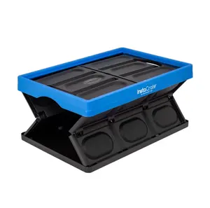 Greenmade Instacrate 12-Gallon Collapsible Plastic Storage Bin with Handles, Black and Blue