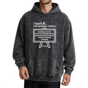 Unisex Washed Hoodie with AI & Binary Code Design – Perfect Programming Gift for Coders, Tech Fans, and Students, Machine Washable Plus Sizes S-XXXL