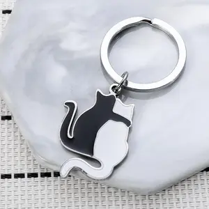Korean Japanese Black and White Back  Keychain Couple Pendant Creative Keychain Backpack Pendant