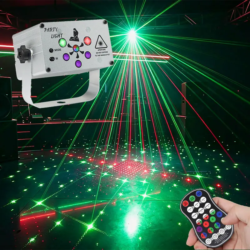 GOLDACE LED Laser Light DJ Light - RG Laser Projector, Disco Ball, LED Neon Sign, Color-Shift Ambient Light, Remote Control, USB-Powered, Plug-and-Play, Auto-Sound-Strobe Modes - for Weddings, KTV Bars - Home Audio-Video Enthusiasts Gift