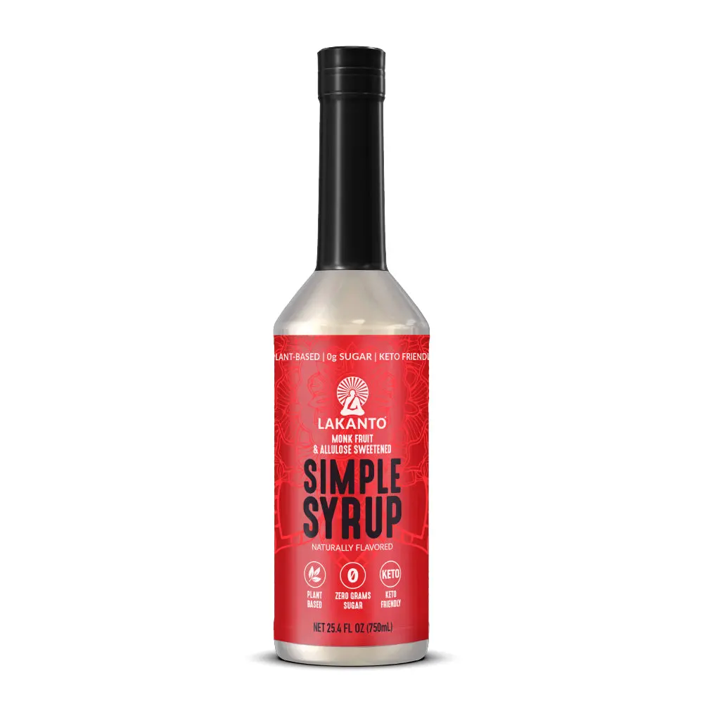 Lakanto Simple Flavoring Syrup - Monk Fruit Sweetener with Allulose, Perfect for Coffee, Tea, Cocktails, Snow Cones, Sodas, Other Healthy Beverage Drinks, Keto, Vegan (Original - 25.4 fl oz)
