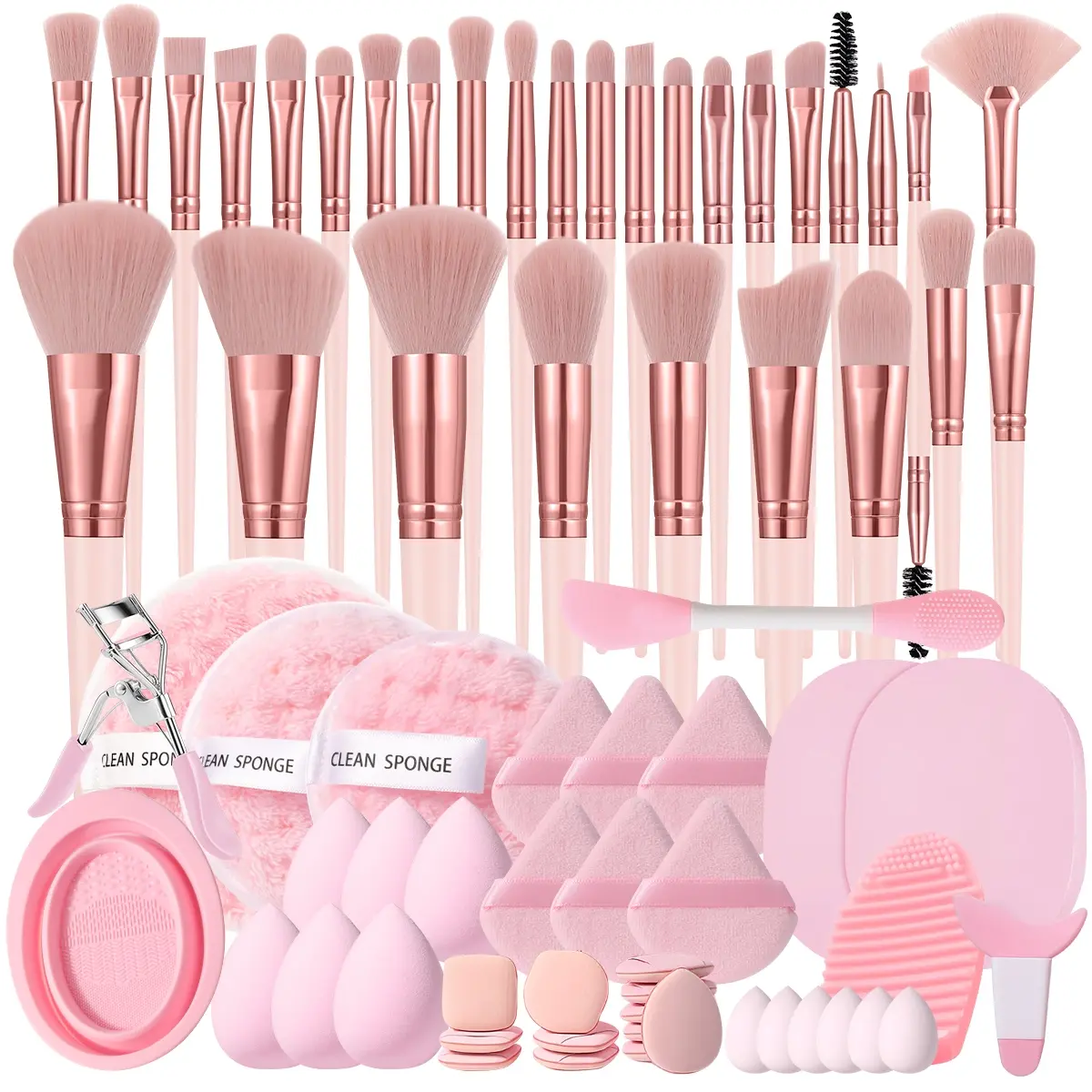 70-Piece Makeup Brush Set, Soft Bristle Powder Brush Blush Eyeshadow Sponge, All-In-One Beauty Tool Kit, Essential Cosmetic Brushes
