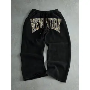 Men’s drawstring waist printed long pants, stylish letter-print casual sweatpants for everyday wear, comfortable for all seasons