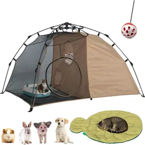 Quickup Pop Up  Tent for Outside, X-Large Catio &  Enclosure with Fish-Shaped  Mat, Portable Outdoor  Playpen for Multiple Cats, UV-Protected  House for Backyard Balcony Camping
