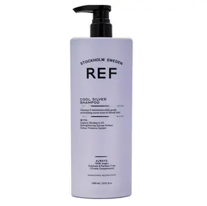 REF Cool Silver Shampoo 1000ml - Sulfate-Free Botanical Extracts with Violet & Blue Pigments for Neutralizing Warm Tones & Protecting Grey Hair