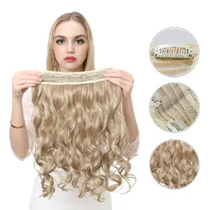 One-piece wig with five clips, women's long curly hair extensions, large wavy hair extensions
