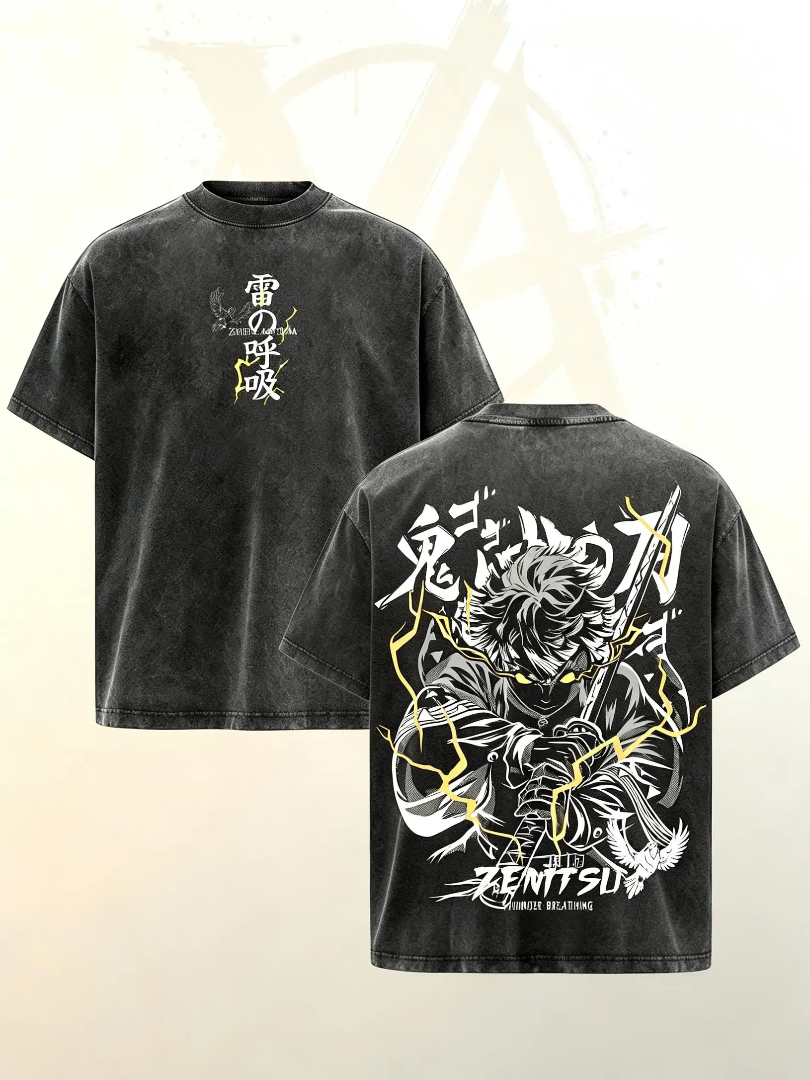 [AVT]Retro Limited Tanjiro T-Shirt - Demon Slayer Infinity Castle Arc Anime Graphic Tee Oversized Acid Washed Lightweight Cotton Men Shirts Anime Streetwear Casual Menswear Gift for Anime Fans Demon Slayer Merch,humor symbol tee,funny student shirts men