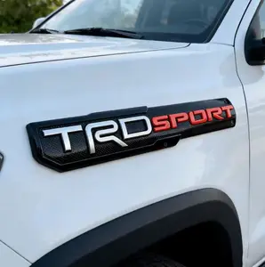 3D Raised ABS TRD Sport side fender emblem/badge stickers for Toyota Tundra, Tacoma, and 4Runner—all TRD Sport models; waterproof, weather-resistant 3M self-adhesive rear tailgate decal; off-road pickup truck exterior mod decor styling accessories