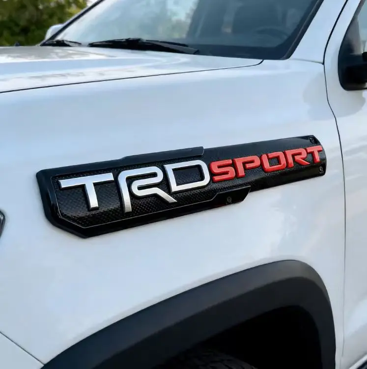 3D Raised ABS TRD Sport side fender emblem/badge stickers for Toyota Tundra, Tacoma, and 4Runner—all TRD Sport models; waterproof, weather-resistant 3M self-adhesive rear tailgate decal; off-road pickup truck exterior mod decor styling accessories, Truck
