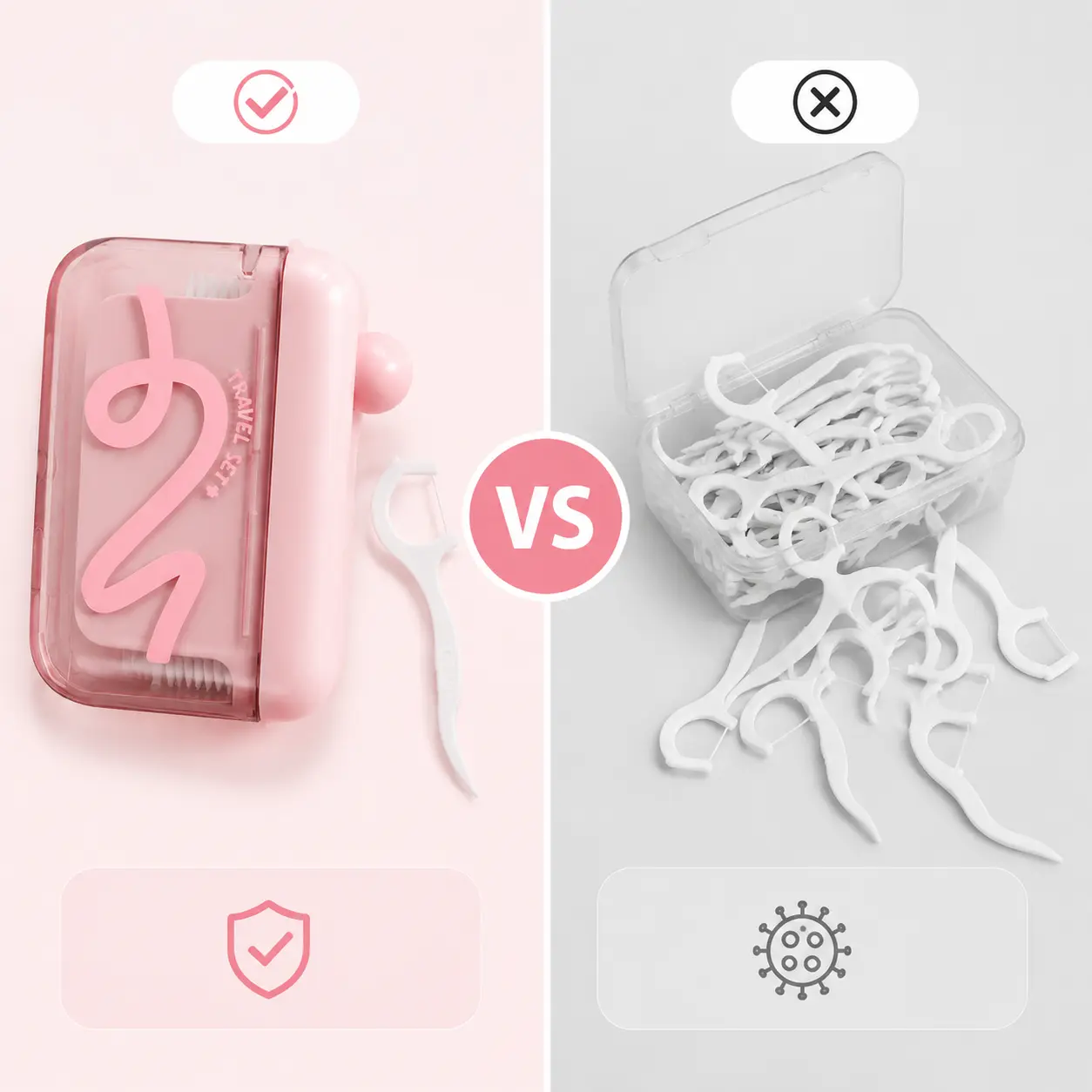 Candy Color Compact Mini Pocket-Size Refillable Travel Dental Floss Case - 1-Press Pop-Up Dispenser, Food-Grade PVC Oral Care Container for Daily Oral Care with Multiple Refills