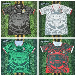 1998 France World Cup Mexico National Team Black White Green Red Short Sleeve Soccer Jersey