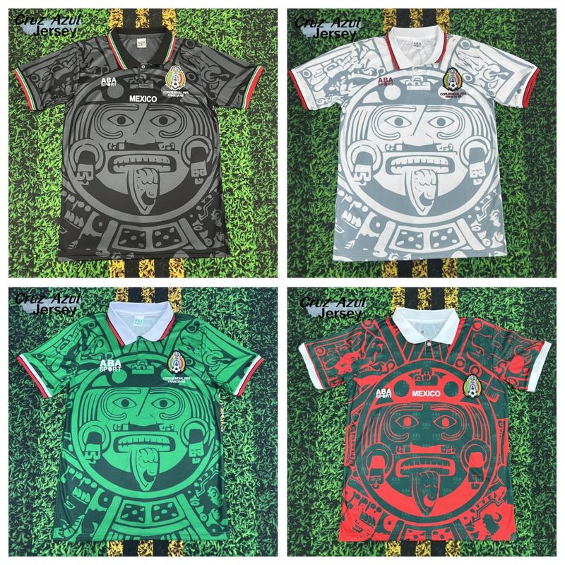 1998 France World Cup Mexico National Team Black White Green Red Short Sleeve Soccer Jersey