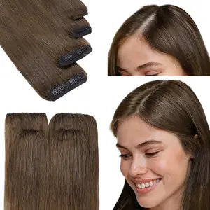 GOO GOO Scalp Hair Fill-Ins Clip-in Short Hair Extensions Remy Human Hair, Thinning Hair Fill-Ins Natural Look Volumizer for Women Straight Natural Hair