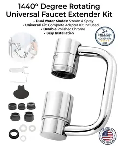 TikTok Made Me Buy It! 1080° Swivel Waterfall Faucet Extender | Solid Brass Universal Sink Attachment | Easy Install Bathroom Hack for Face Washing