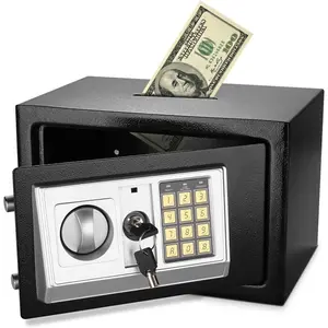 Small Safe Box with Drop Slot -  Drop Safe Box for  with Digital Combination Keypad Lock -  Safe Box for Cabinets,  & Office  (12"x8"x8"), Black