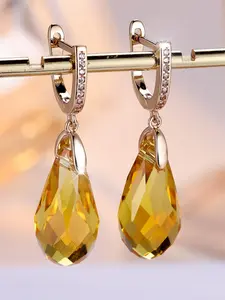 Fashion Luxury Teardrop Shaped Earrings, Elegant Synthetic Zirconia Earrings for Women, Trendy All-match & Exquisite Jewelry for Birthday Gift, High Quality Earrings