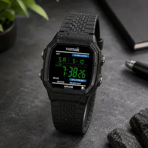 Black Digital Watch-Water Resistant with Start/Stop & Split/Reset Functions
