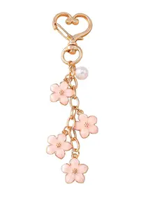 1/20pcs Cherry Blossom Keychain for Women, Flower Bag Charms with Pearl for Backpacks Bag Charms Purse Car Key Accessories
