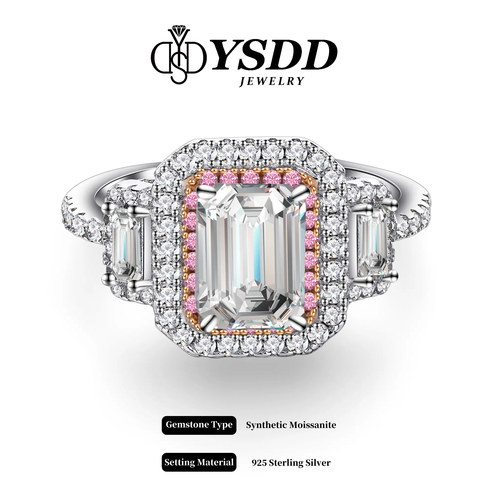 2CT Emerald Cut Moissanite 