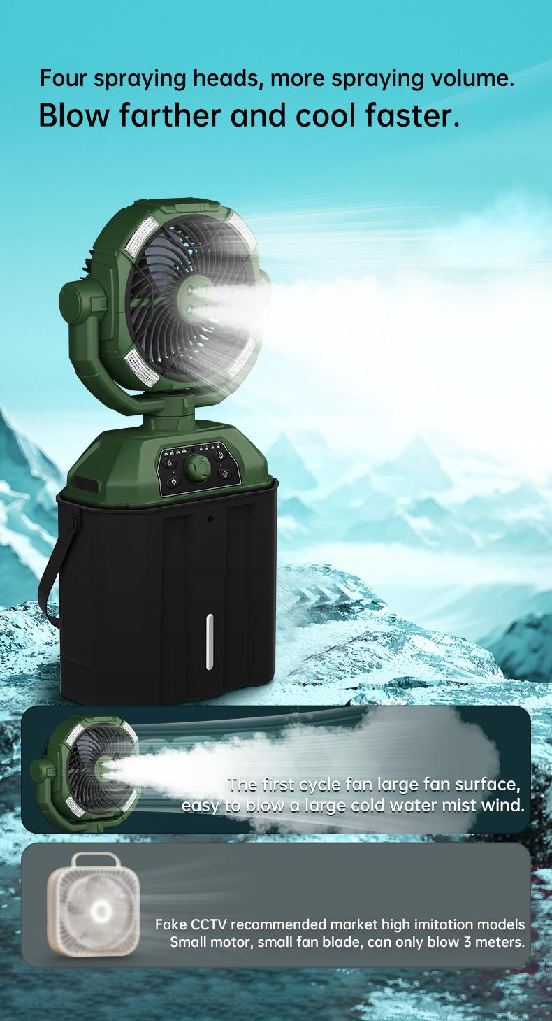 CoolHYFan Newly Upgraded Water Cooling Fan Atomizing 48-Hour Battery Life Portable LED Light Rechargeable 360° Rotating Hook Cordless Battery-Powered Lightweight Emergency Control & Four-Hole Mist Spray cial travel essen cool hill CoolHYFan Newly Upgraded Water Cooling Fan Atomizing 48-Hour Battery Life Portable LED Light Rechargeable 360° Rotating Hook Cordless Battery-Powered Lightweight Emergency Control & Four-Hole Mist Spray cial travel essen cool hill
