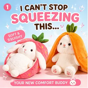 “Adorable Soft Bunny Plush Toy – Strawberry & Carrot Plush for Girls & Boys”