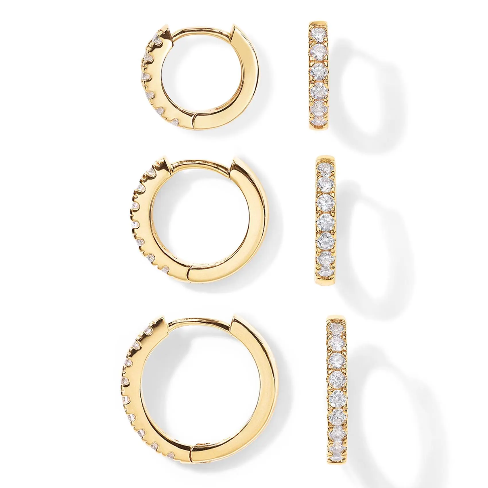 Classic CZ Huggie Hoop Earrings for Women – Gold & Silver Plated Round Hoop Earrings, Minimalist Sparkling Everyday Jewelry Gift