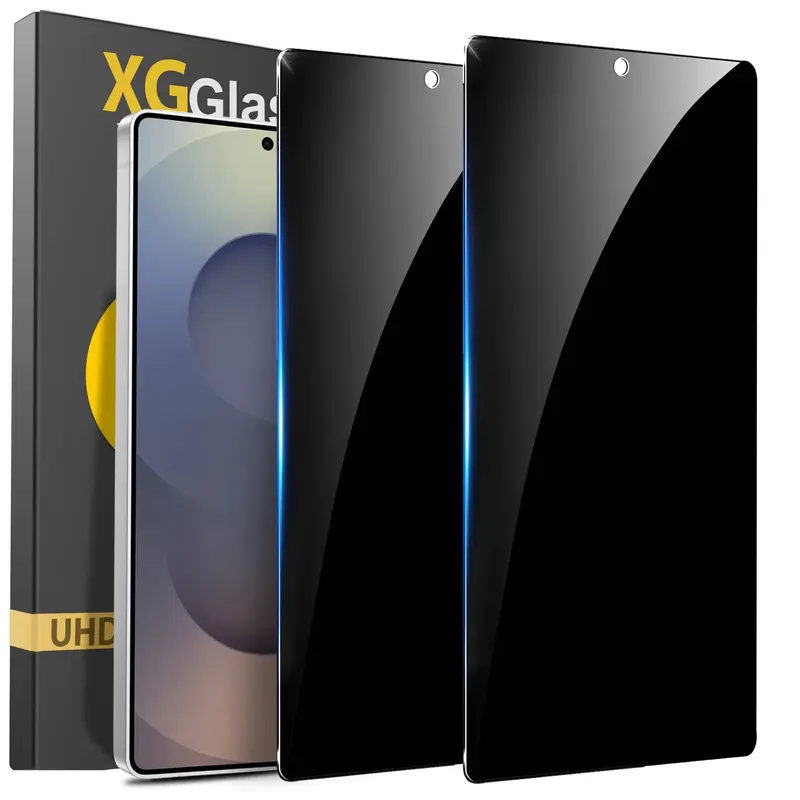 9H Drop Defense Privacy Tempered Glass Screen Protector (2-Pack) for Samsung Galaxy S26/S25/S24 Ultra - Protective, Shockproof Phone Accessories, Full Coverage, Anti-Spy, UHD Clarity, Secure Fingerprint Unlock Compatible, Bubble Free