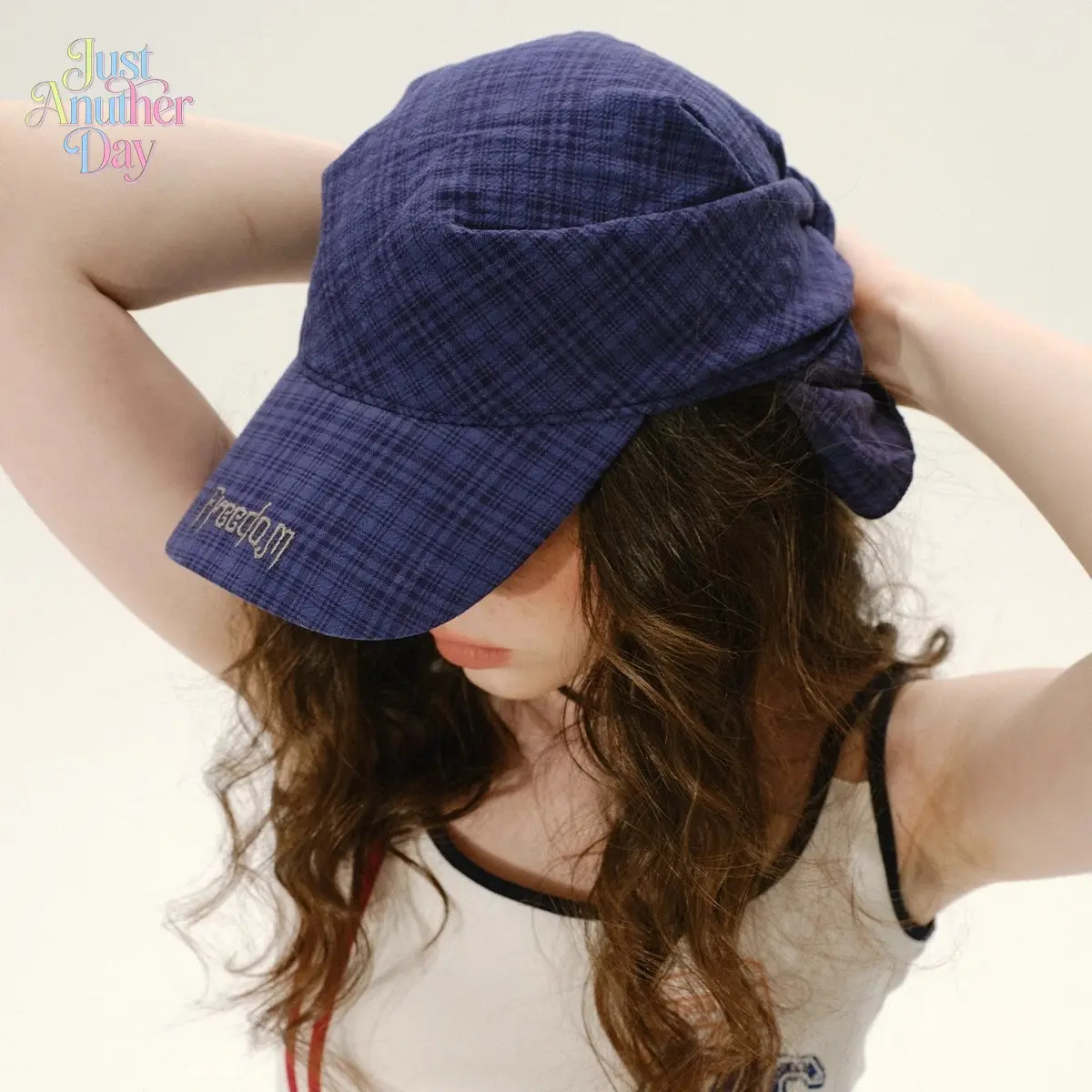 Retro American Plaid Bandana-Style Baseball Cap, Embroidered Letter Sun Hat with Tie Back, Vintage Checkered Wrap Headband Cap for Women, UV Protection