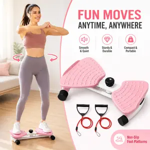 Women’s & Beginners’ Easy Twist Board with 2 Resistance Bands, Non-Slip Quiet Core Trainer, Portable Home Office Full-Body Workout Equipment (No Gym Required)