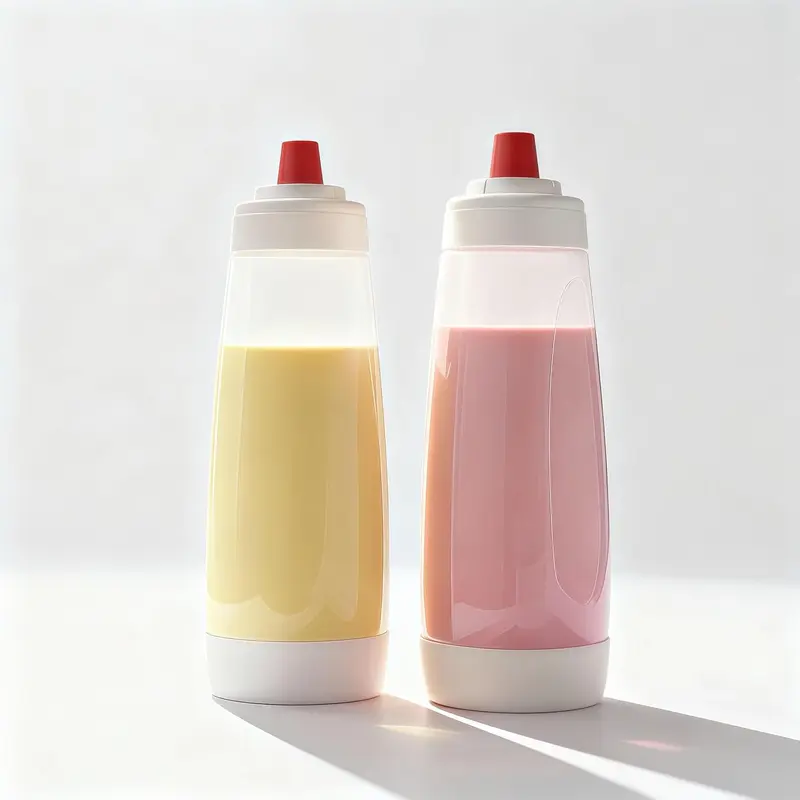 2PCS BPA-Free Modern PVC Pancake Batter Dispensing Bottle - Refillable, Leak-Proof, Reusable, Dishwasher Safe Mixing & Pouring Tool with 2-Bottle Control for Bakers - Essential Kitchen Baking Utensil (Pancakes, Cupcakes)