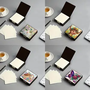 1-piece set, diamond art painting wood message paper storage note box, note storage box, reusable note holder, for desk organization