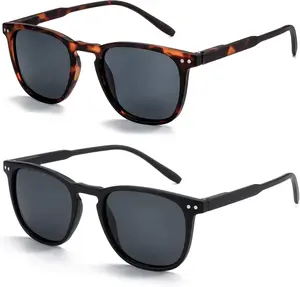 ZENOTTIC 2-Pack  Sunglasses for Men & Women – Vintage Round Square Frames, UV400 Protection, Matte Black & Tortoise Shell Retro