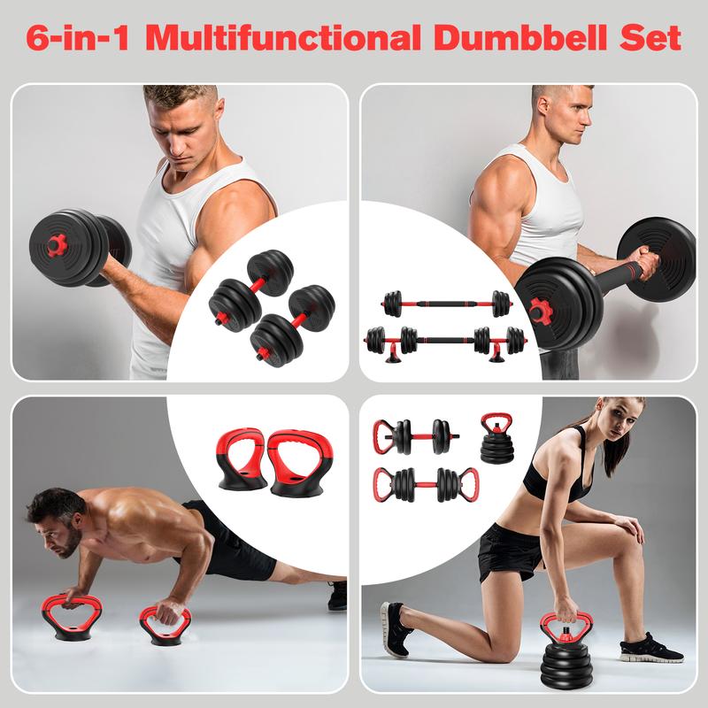 RELIFESPORTS 6-in-1 Adjustable Dumbbell Set | Squat Bar & Tire Flipper Included | Free Weights for Men & Women | Space-Saving Multifunctional Home Gym Equipment