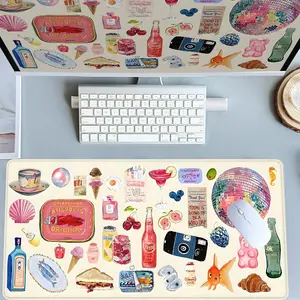 Vintage Sticker - Style Gaming Mouse Pad Extra Large Computer Mouse Pads for Desk XXL Mouse Pad for Laptop Big Mouse Pad Extended Mouse Pad with Non - Slip Rubber Base Stitched Edge Durable for Home and Office Computer Accessories