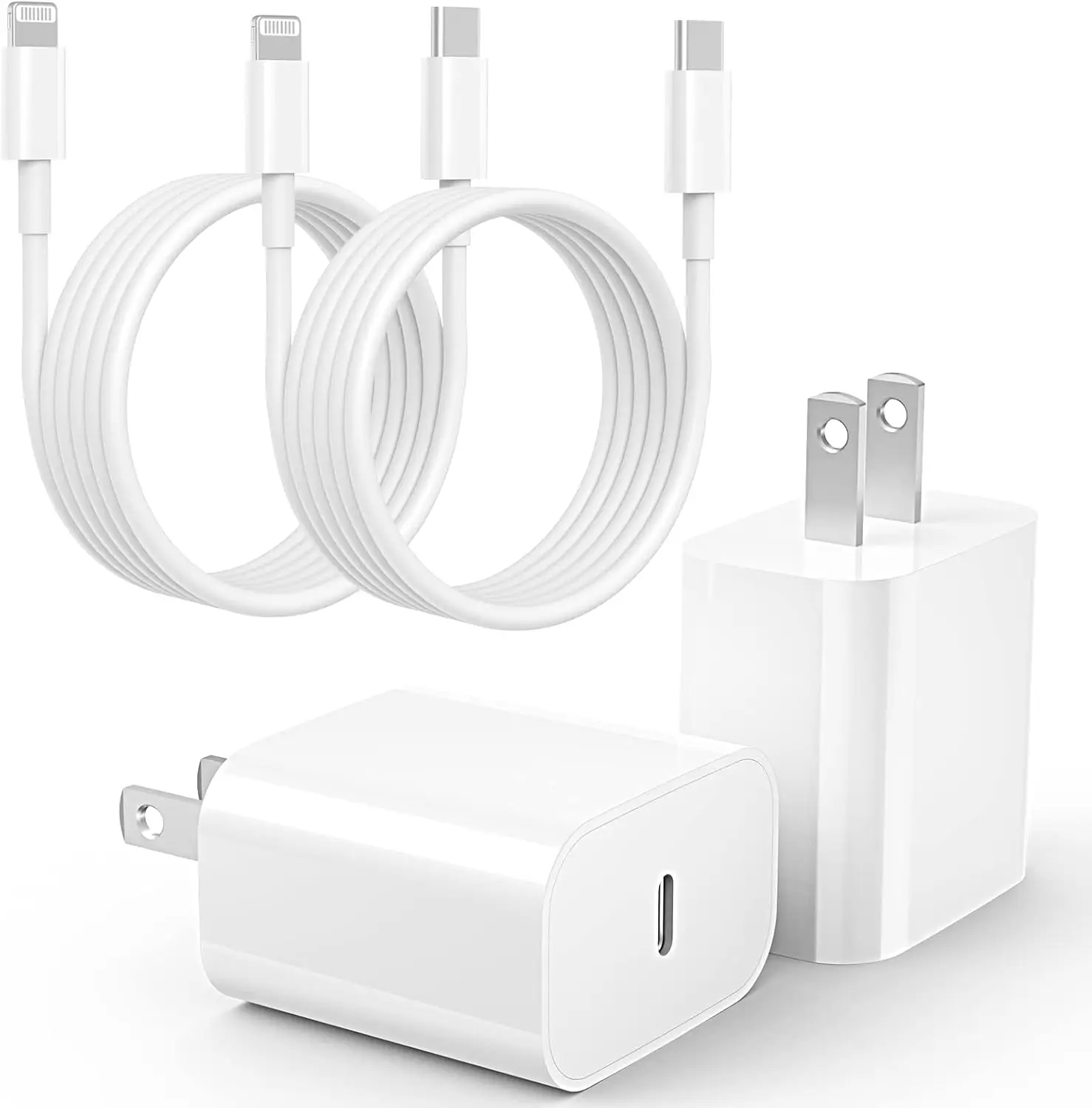 4-Pcs 20W USB-C Fast Chargers with 6FT USB-C to Lightning Cables – Super Fast Charging Adapter & Cable Set Compatible with iPhone 14/14 Plus/14 Pro Ma