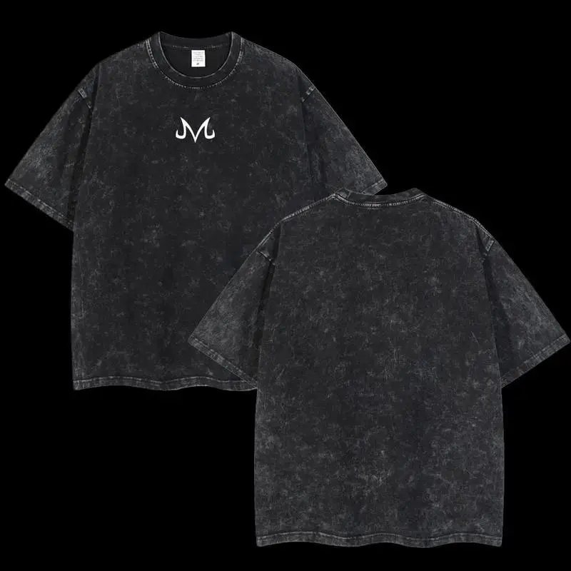 Retro Vintage Limited MAJIN VEGETA M Anime  Washed Tee Unisex Oversize Anime Manga Acid Washed Lightweight Cotton T-Shirt Gift For Anime Fan Clothing Menswear Soft Top Classic Oversized