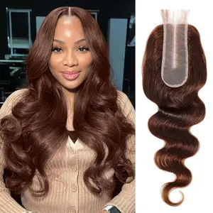 ALHER Long Deep Part 2x6 Lace Closure Body Wave Chocolate Brown Color #4 Dark Brown Body Wave Free Part 4x4 HD Closure 12A Wavy Free Part Melt 13x4 Lace Frontal 100% Virgin Remy Human Hair Mocha Brown Hair Color Pre Plucked With Baby Hair
